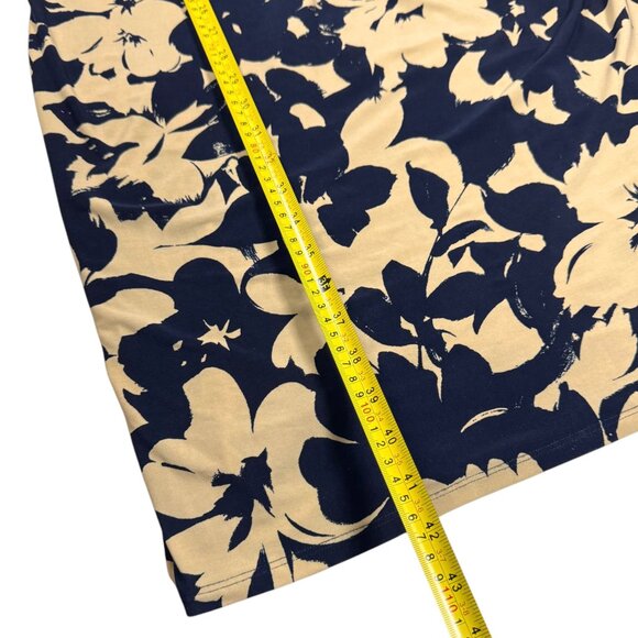 Lauren Ralph Lauren Tricot Sheath Dress Sz.12 Black Beige Sleeveless Floral - Picture 8 of 12